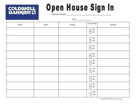 coldwell banker open house signs metal|brokers open sign in sheet.